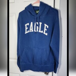 American Eagle mens sz M blue hoodie pullover long sleeves front kangaroo pocket